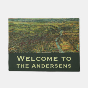 Vintage Map of Los Angeles, California and River Doormat