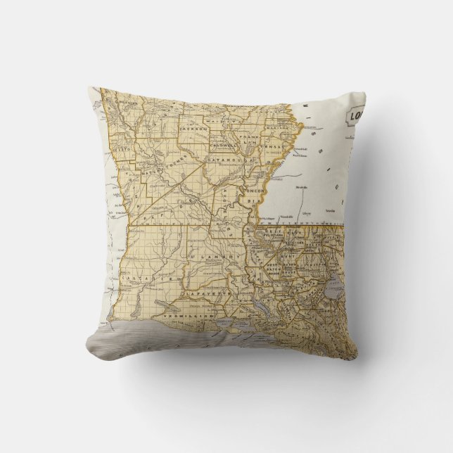 Vintage Map of Louisiana (1845) Cushion (Front)