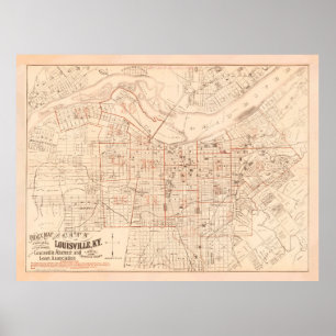 Vintage Map of Louisville KY (1879) Poster
