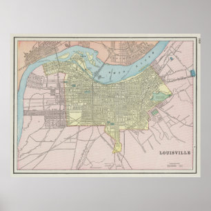 Vintage Map of Louisville KY (1901) Poster