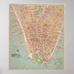 Vintage Map of Lower Manhattan (1921) Poster