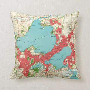 Vintage Map of Madison Wisconsin (1959) Cushion