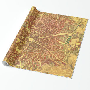 Vintage Map of Madrid Spain (1656) Wrapping Paper