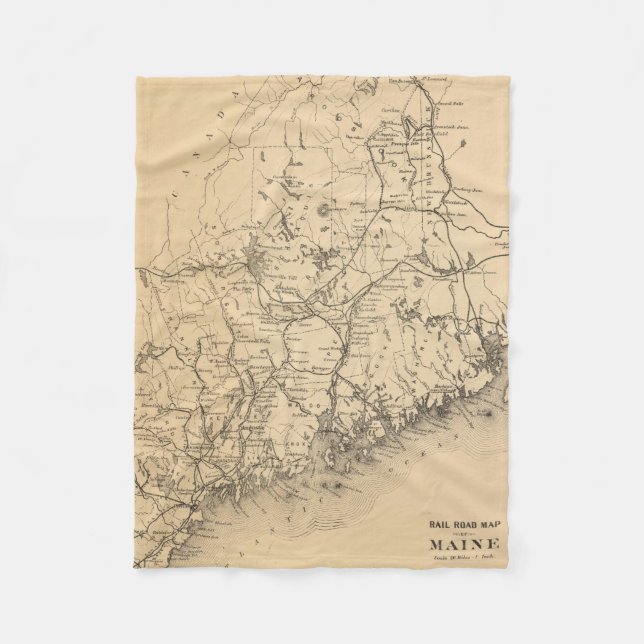 Vintage Map of Maine (1894) Fleece Blanket (Front)