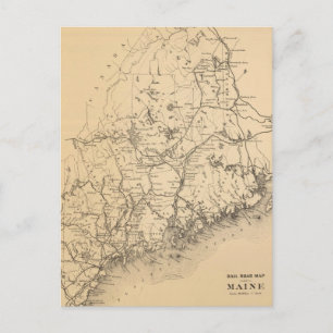 Vintage Map of Maine (1894) Postcard