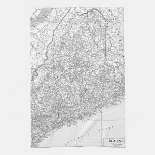 Vintage Map of Maine (1911) Tea Towel