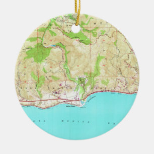 Vintage Map of Malibu California (1950) Ceramic Ornament
