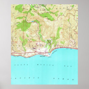 Vintage Map of Malibu California (1950) Poster