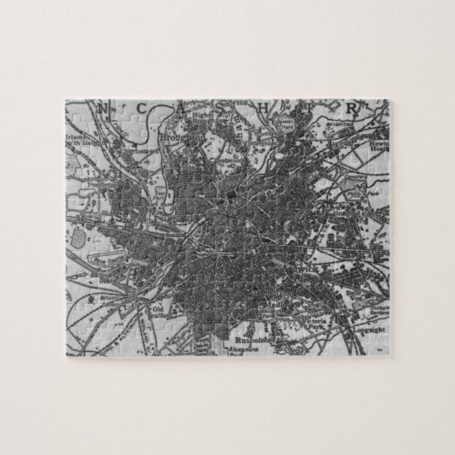 Vintage Map of Manchester England (1911) Jigsaw Puzzle (Horizontal)