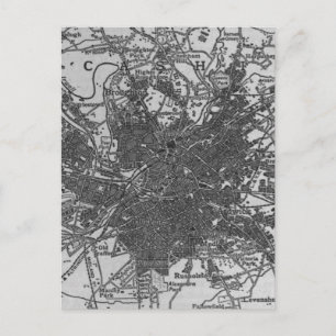 Vintage Map of Manchester England (1911) Postcard