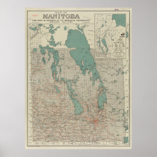 Vintage Map of Manitoba (1915) Poster