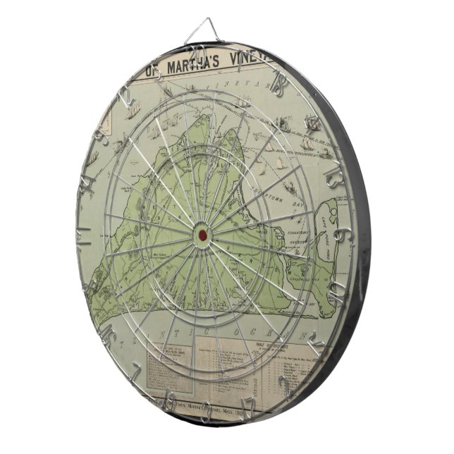 Vintage Map of Marthas Vineyard (1913) Dartboard (Front Right)