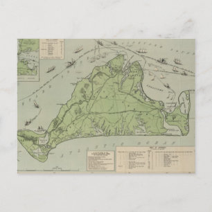Vintage Map of Marthas Vineyard (1913) Postcard