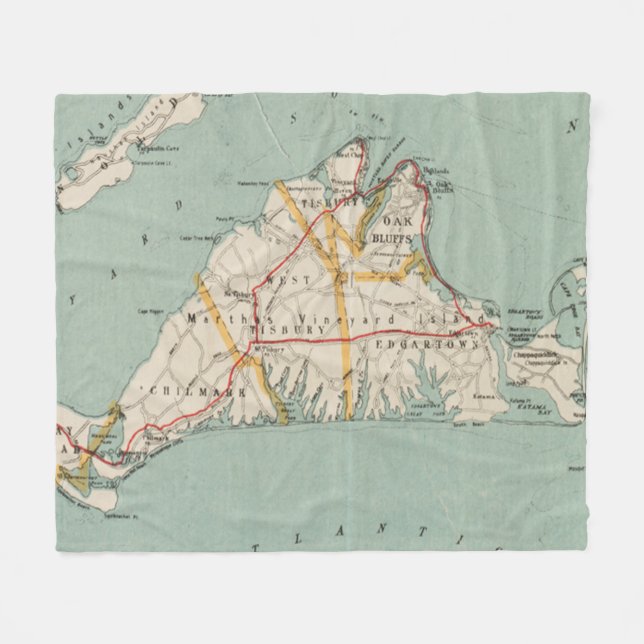 Vintage Map of Martha's Vineyard (1917) Fleece Blanket (Front (Horizontal))