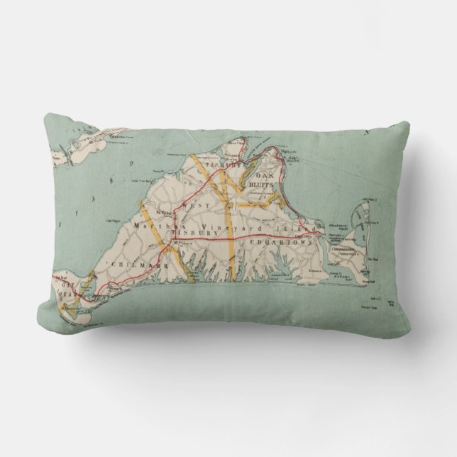 Vintage Map of Martha's Vineyard (1917) Lumbar Cushion (Front)