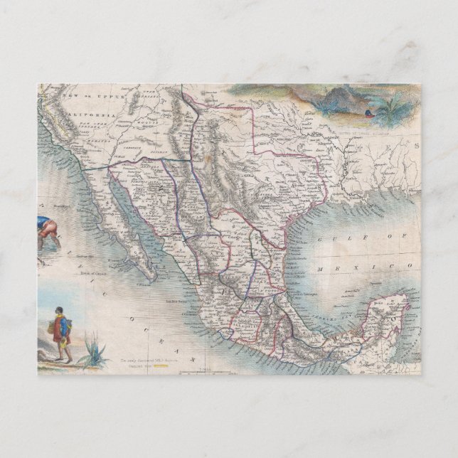 Vintage Map of Mexico (1851) Postcard (Front)