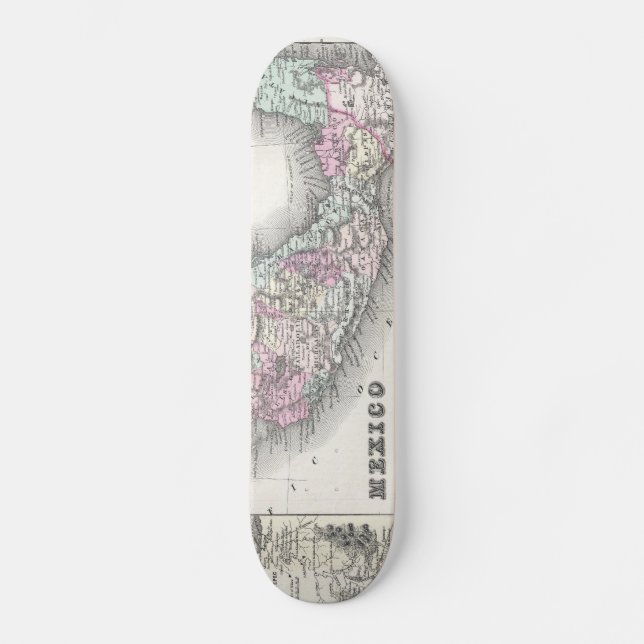 Vintage Map of Mexico (1855) Skateboard (Front)
