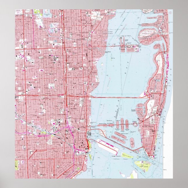 Vintage Map of Miami Florida (1962) Poster (Front)