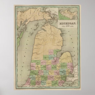 Vintage Map of Michigan (1838) Poster