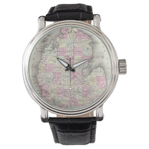 Vintage Map of Michigan (1855) Watch