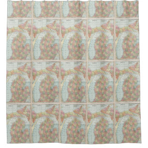 Vintage Map of Michigan (1901) 2 Shower Curtain