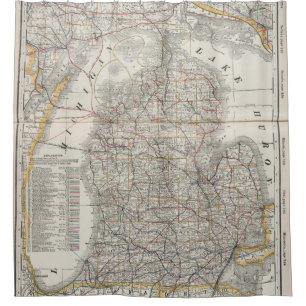 Vintage Map of Michigan (1901) 3 Shower Curtain