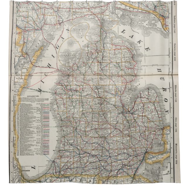 Vintage Map of Michigan (1901) 3 Shower Curtain (Front)