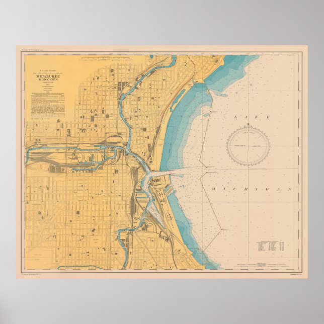 Vintage Map of Milwaukee WI (1947) Poster (Front)