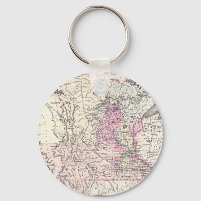 Vintage Map of Minnesota (1855) Key Ring (Front)