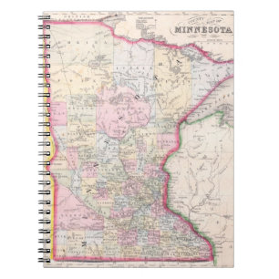 Vintage Map of Minnesota (1864) Notebook