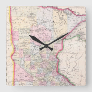Vintage Map of Minnesota (1864) Square Wall Clock