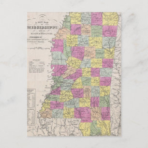 Vintage Map of Mississippi (1853) Postcard