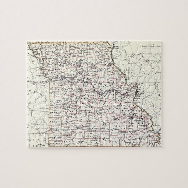 Vintage Map of Missouri (1883) Jigsaw Puzzle (Horizontal)