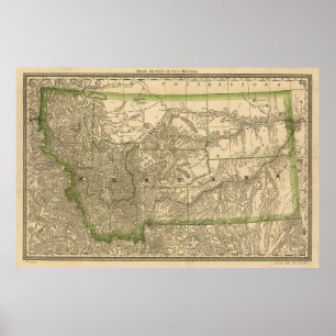 Vintage Map of Montana (1881) Poster