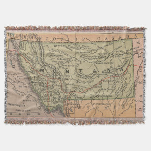 Vintage Map of Montana (1885) Throw Blanket