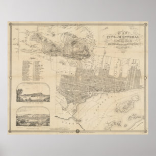 Vintage Map of Montreal (1859) Poster