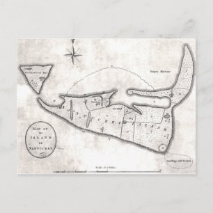 Vintage Map of Nantucket (1782) Postcard