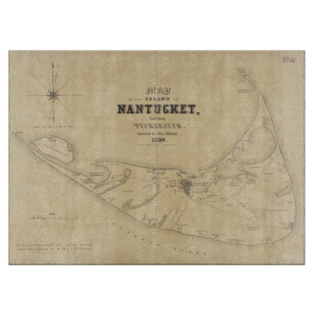 Vintage Map of Nantucket (1838) Cutting Board (Front)