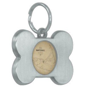Vintage Map of Nantucket (1838) Pet ID Tag