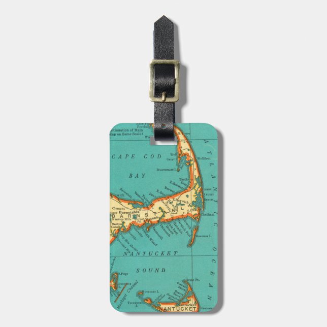 Vintage Map of NANTUCKET CAPE COD Luggage Tag (Front Vertical)