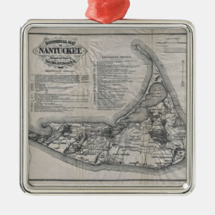 Vintage Map of Nantucket Metal Tree Decoration