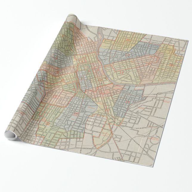 Vintage Map of Nashville Tennessee (1920) Wrapping Paper (Unrolled)