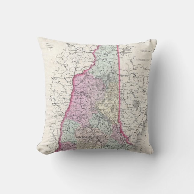Vintage Map of New Hampshire (1855) Cushion (Front)