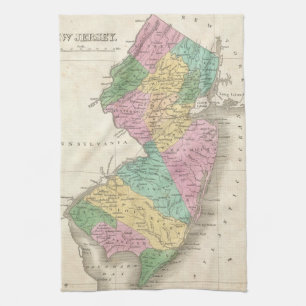 Vintage Map of New Jersey (1827) Tea Towel