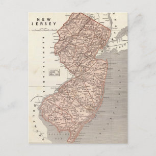 Vintage Map of New Jersey (1845) Postcard