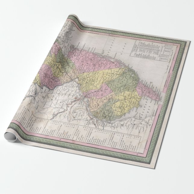 Vintage Map of New Jersey Wrapping Paper (Unrolled)