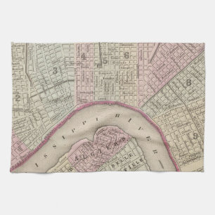 Vintage Map of New Orleans (1880) Tea Towel