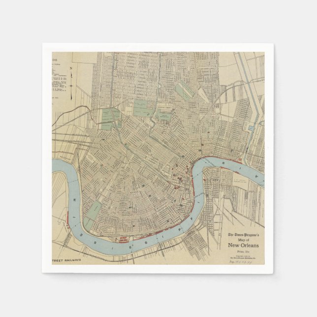 Vintage Map of New Orleans (1919) Napkin (Front)