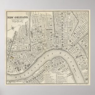 Vintage Map of New Orleans LA (1866) Poster