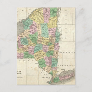 Vintage Map of New York (1827) Postcard